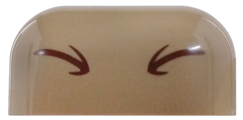Brick, Round Corner 2 x 4 Double without Studs with Reddish Brown Curved Arrows Pattern (HP Mandrake Closed Eyes)