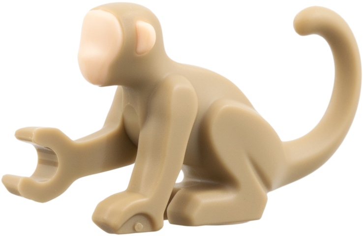 Monkey with Molded Light Nougat Face and Ears Pattern