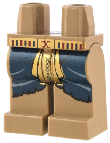 Hips and Legs with Dark Blue Rags, Gold Loincloth with Hieroglyphs, and Belt with Red 'X' Pattern
