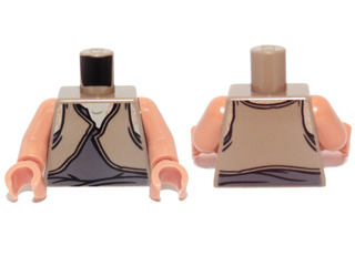 Torso SW Gungan Dark Bluish Gray / Light Brown Shirts Front and Back Pattern / Nougat Arms / Nougat Hands