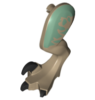 Dinosaur Leg Large (Rear) Raptor Left with Pin with Black Claws and Sand Green Markings Pattern