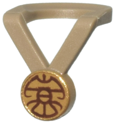 Minifigure Neck Medal with Gold Medallion and Dark Brown Lines Pattern