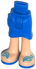 Mini Doll Hips and Skirt Wrap with Light Nougat Legs and Sandals with Blue Soles and Medium Azure Straps Pattern - Thick Hinge