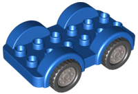 Duplo Car Base 2 x 6 with Black Tires with Flat Silver Wheels on Fixed Axles