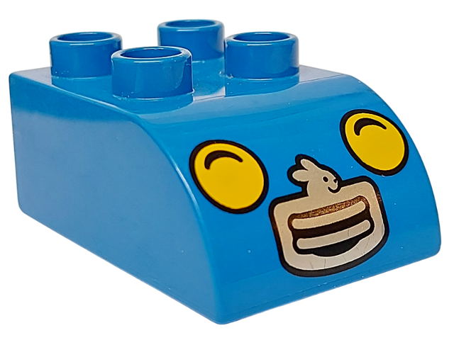Duplo, Brick 2 x 3 Slope Curved with Yellow Headlights and Silver Bunny Grille Pattern