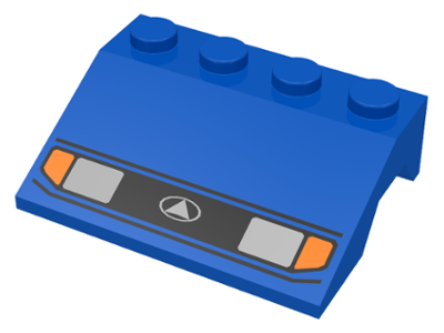 Vehicle, Mudguard 3 x 4 Slope with Silver Car Headlights, Orange Signal Lights, Black Grille with White Triangle in Oval Logo Pattern