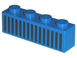 Brick 1 x 4 with Black Grille with 15 Vertical Lines Pattern