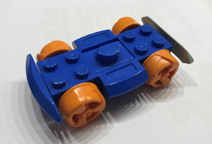 Vehicle, Base 4 x 6 Racer Base with Orange Wheels and Light Gray Bumper