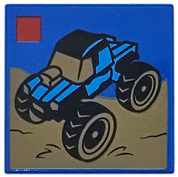 Tile 2 x 2 with LEGO City Set Box Art Set 60402 Monster Truck Pattern