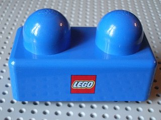 Primo Brick 1 x 2 with LEGO Logo Pattern