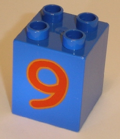 Duplo, Brick 2 x 2 x 2 with Number 9 Red Pattern