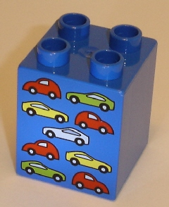 Duplo, Brick 2 x 2 x 2 with 9 Cars Pattern