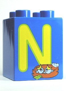 Duplo, Brick 2 x 2 x 2 with Letter N and Nest Pattern