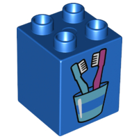 Duplo, Brick 2 x 2 x 2 with Toothbrushes in Cup Pattern