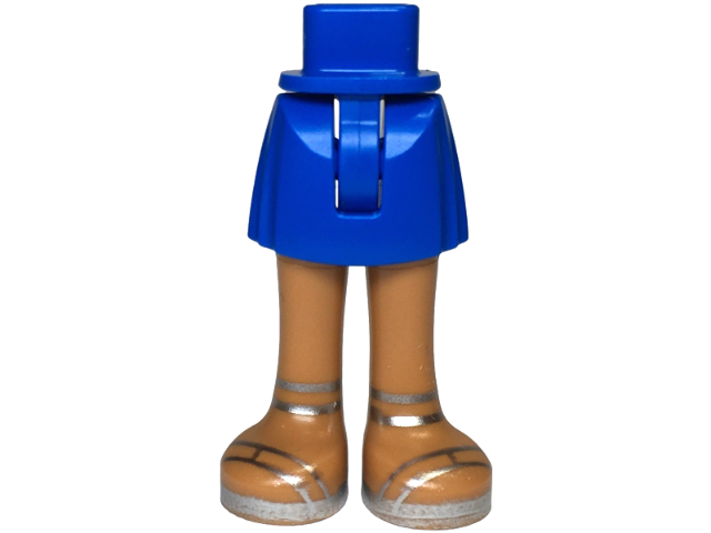 Mini Doll Hips and Skirt with Molded Medium Nougat Legs and Printed Silver Sandals Pattern - Thin Hinge