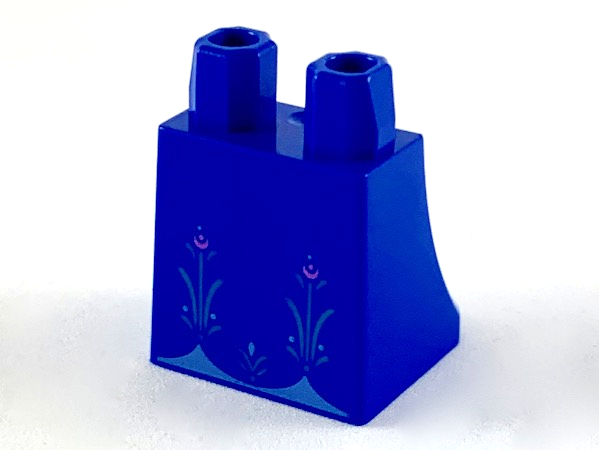 Lower Body, Skirt with 2 Bright Green and Dark Pink Flowers, 2 Bright Light Blue Gathers Pattern