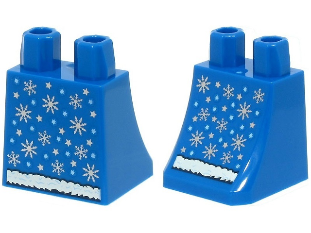 Lower Body, Skirt with Silver and Bright Light Blue Snowflakes and Stars and White Fur Trim Pattern (BAM)