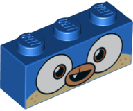 Brick 1 x 3 with Dog Face Wide Dark Orange Eyes, Medium Nougat Muzzle, Open Mouth Crooked Smile with 1 Tooth Pattern