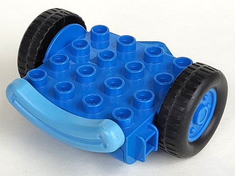 Duplo Crane Base Front with Medium Blue Smile and 2 Wheels with Black Tires
