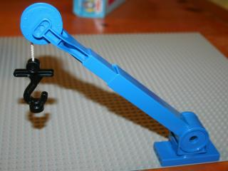 Duplo Crane Telescoping Boom Assembly with Black Hook, White String, and Blue Winch Drum