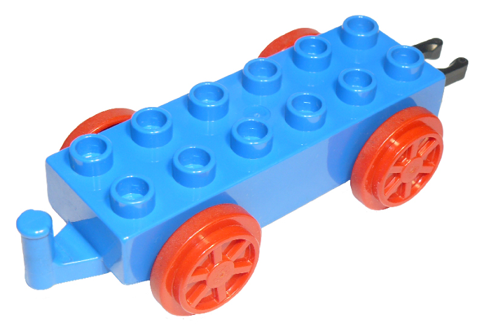 Duplo, Train Base 2 x 6 with Red Train Wheels and Movable Hook