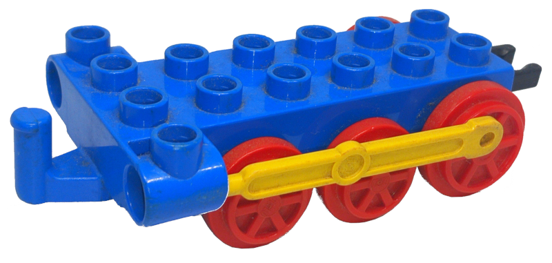 Duplo, Train Steam Engine Chassis with Yellow Drive Rod, Red Wheels, and Black Tow Hook