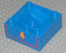 Duplo, Train Cab / Tender Base with Bottom Tube with Thomas & Friends Gordon Number 4 Pattern