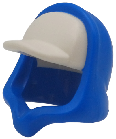 Minifigure, Headgear Hood Hoodie with Molded White Cap Pattern in Blue