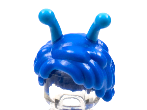 Minifigure, Hair Short with Dark Azure Antennae Pattern - Flexible Rubber