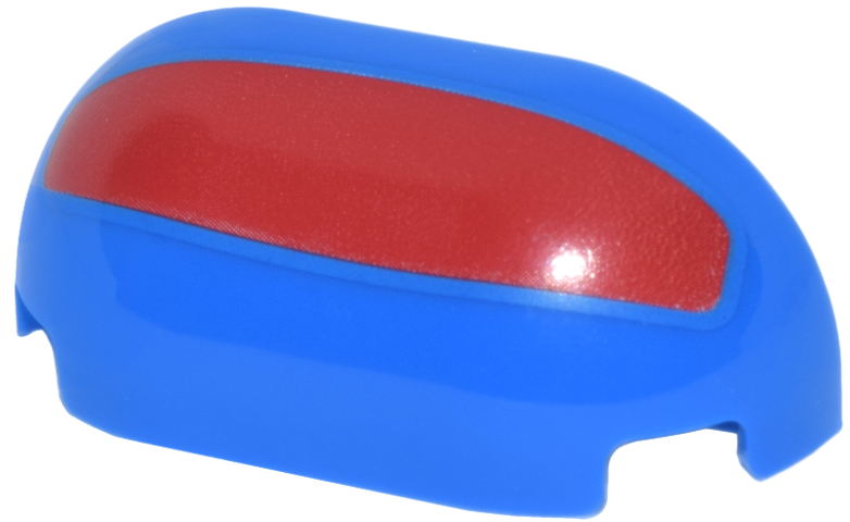Brick, Round Corner 1 x 3 Double without Studs with Red Panel Pattern (Pokémon Great Ball)