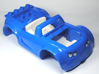 Duplo, Toolo Car Chassis Assembly with Blue Body and White Interior