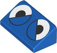 Slope 30 1 x 2 x 2/3 with White Eyes Partially Closed with Black Pupils and Outlined Eyelids Pattern (Sonic the Hedgehog Buzz Bomber / Moto Bug)