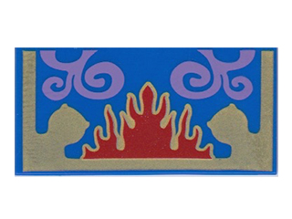 Tile 2 x 4 with Gold, Red and Lavender Oriental Rug Pattern