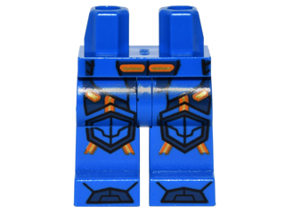 Hips and Legs with Orange and Gold Circuitry, Dark Blue Armor, Hexagonal Knee Pads, and Boots Pattern