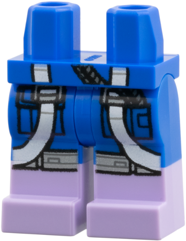 Hips and Legs with Molded Lavender Lower Legs / Boots and Printed Light Bluish Gray Hose and Buckles, White Straps Pattern