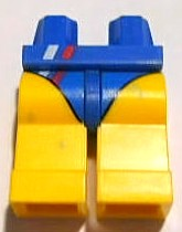 Hips and Yellow Legs with Blue Leotard / Swimsuit Bottom with Red and White Stripe and Water Drops Pattern