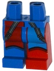 Hips and 1 Red Left Leg, 1 Blue Right Leg with Blue and Red Quarters and Dark Bluish Gray Straps Pattern