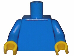 Lego Minifig Blue Torso x 4 with Yellow Hands 