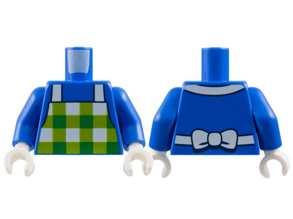 Torso Green and Lime Checkered Gingham Apron with White Straps Pattern / Blue Arms / White Hands