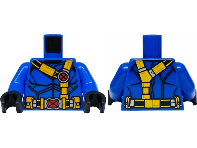 Blue super hero costume torso, X-Men logo