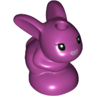 Bunny / Rabbit, Friends Style, Baby, Sitting with Black Eyes, Metallic Pink Nose Pattern