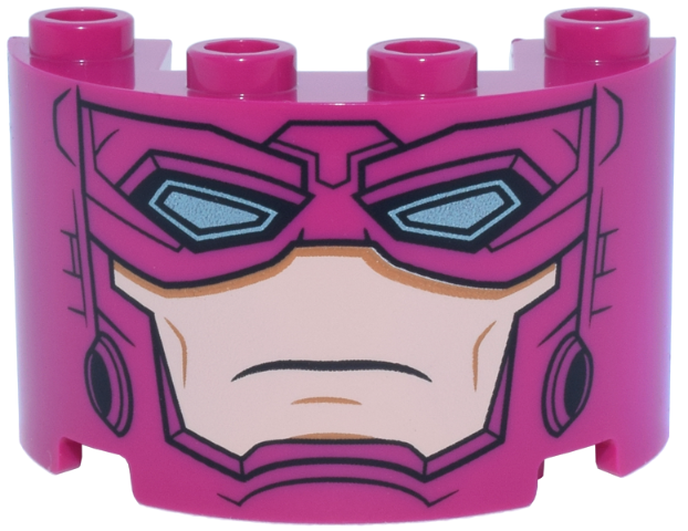 Cylinder Half 2 x 4 x 2 with 1 x 2 Cutout with Helmet, Eye Mask with Metallic Light Blue Eyes and Light Nougat Face Pattern (Galactus)