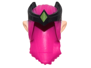 Mini Doll, Hair Long with Braid and Light Nougat Elves Ears and Black Crown with Lime Diamond Pattern