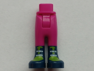 Mini Doll Hips and Trousers with Back Pockets with Dark Blue Boots with Lime Tongues and White Straps Pattern - Thick Hinge