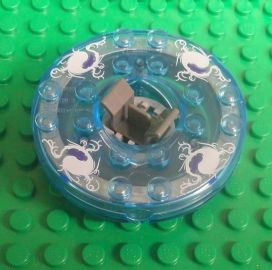 Turntable 6 x 6 x 1 1/3 Round Base with Trans-Medium Blue Top and White and Purple Pattern (Ninjago Spinner)