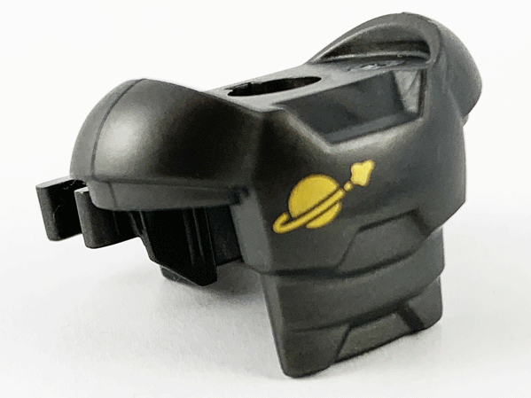 Minifigure Armor Space with Shoulder Protection and 2 Clips with Gold Classic Space Logo Pattern