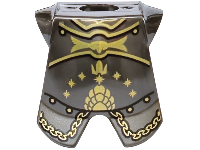 Minifigure Armor Breastplate with Leg Protection with Gold Sparkles, Lines, Hem and Rivets with Black Outlines Pattern