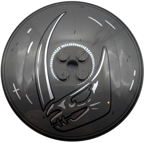 Dish 8 x 8 Inverted (Radar) - Solid Studs with SW Beskar Rondel with Silver and Black Mudhorn Signet Pattern