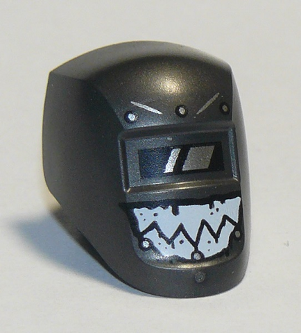 Minifigure, Visor Welding with Black and White Viewing Lens and White Teeth Pattern