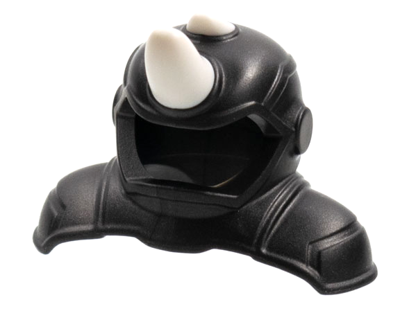 Minifigure, Headgear Helmet with Shoulder Pads with White Rhinoceros Horns Pattern